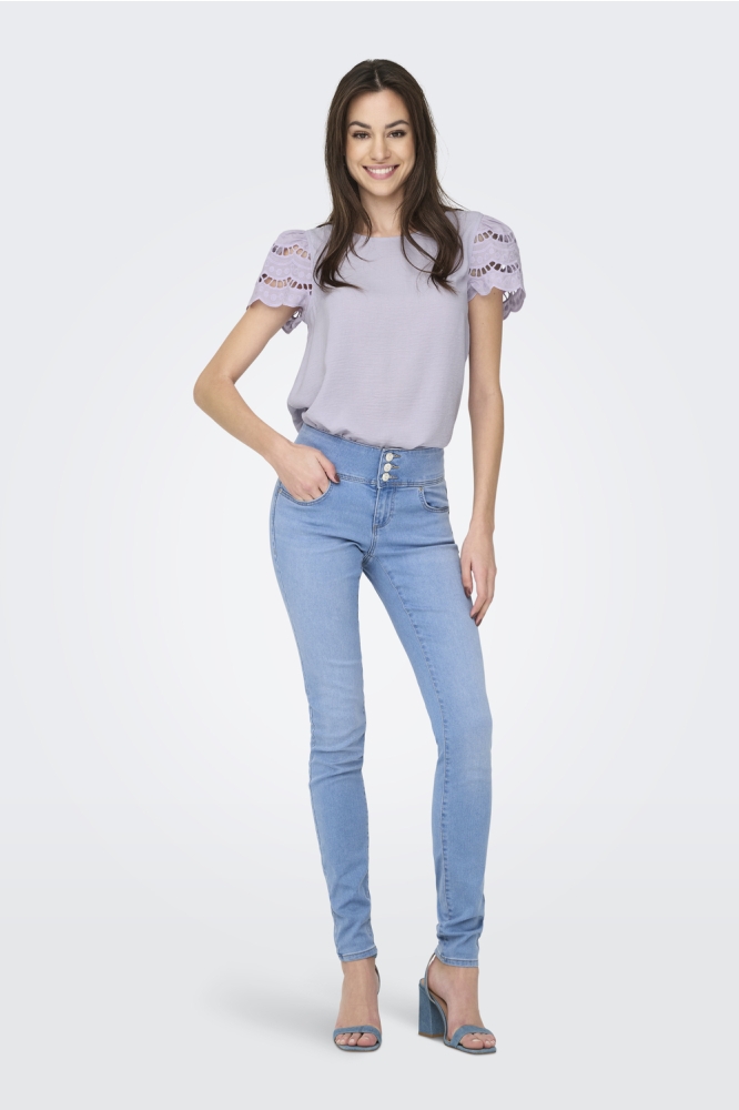 JDYHANNAH LIFE S/S LACE TOP WVN 15312609 Thistle